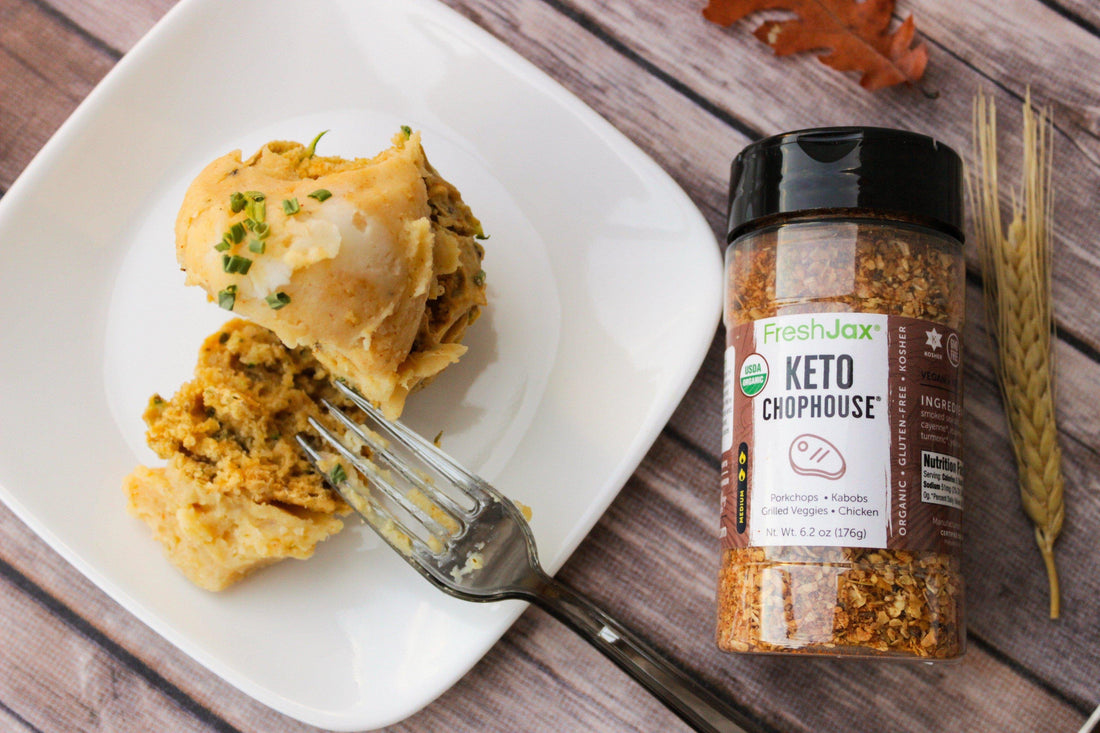 Savory vegan muffin recipe with freshjax organic steak seasoning
