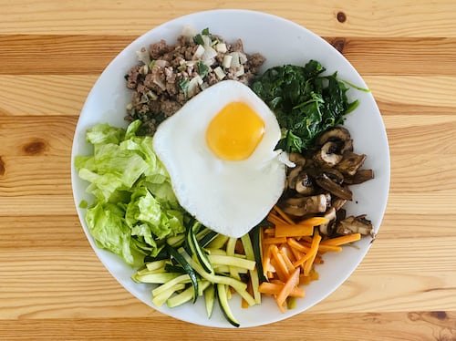 A bowl filled with Korean bibimbap