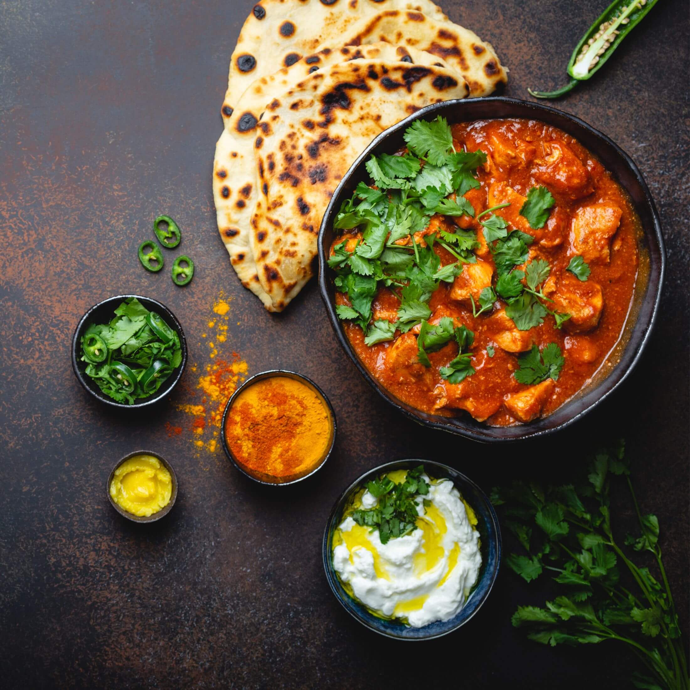 Masala with seasonings and bread