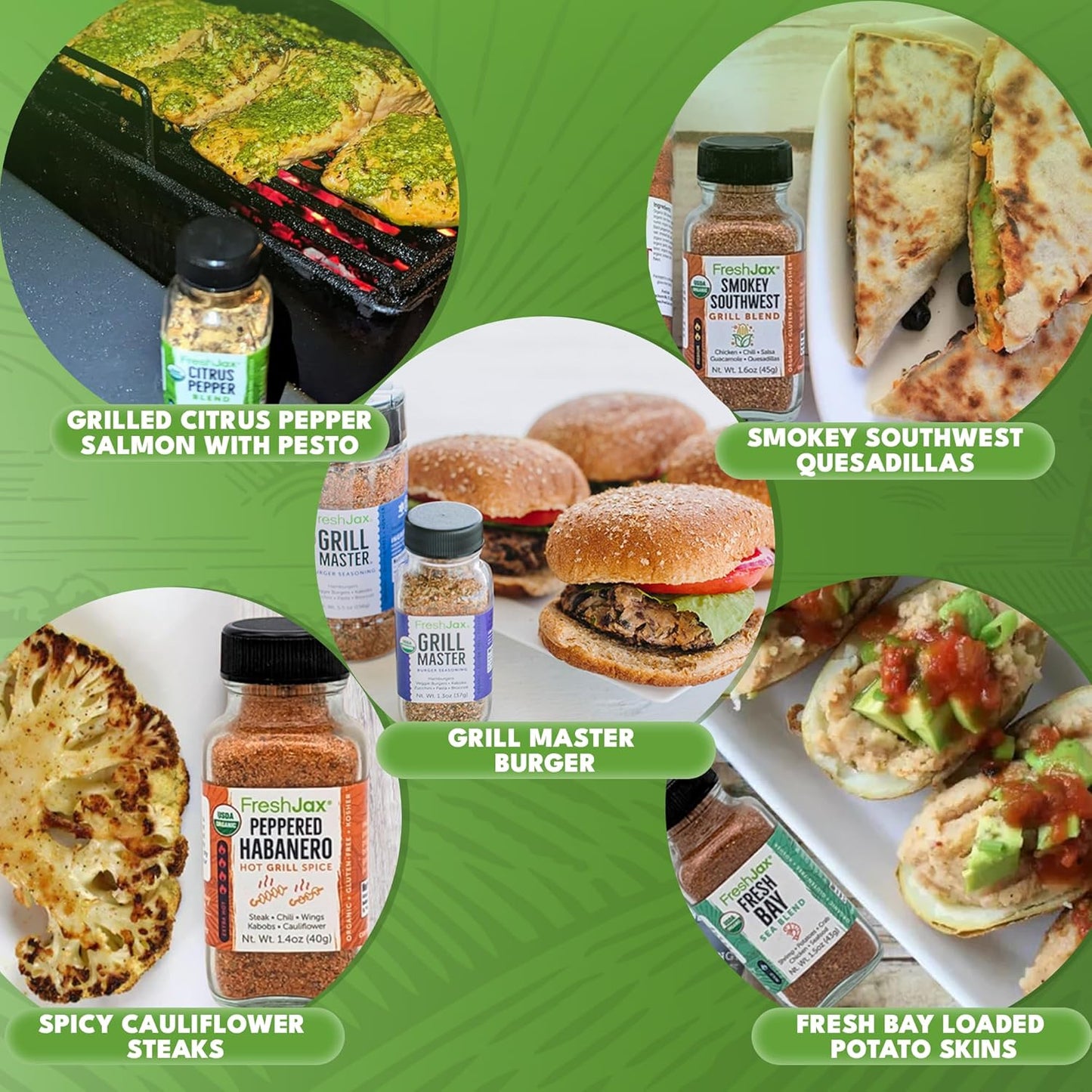 Organic Grill Seasonings Sampler – 5 Spice Gift Set