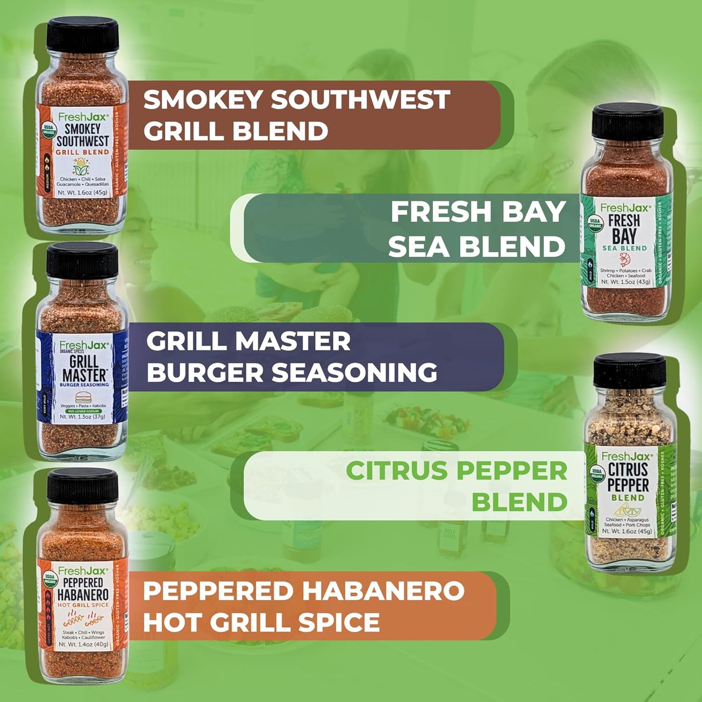 Organic Grill Seasonings Sampler – 5 Spice Gift Set