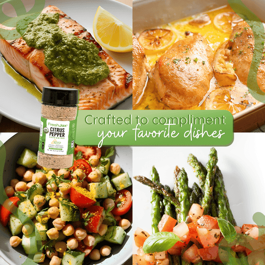 FreshJax Organic Citrus Pepper Seasoning – Low Sodium Lemon & Pepper Blend