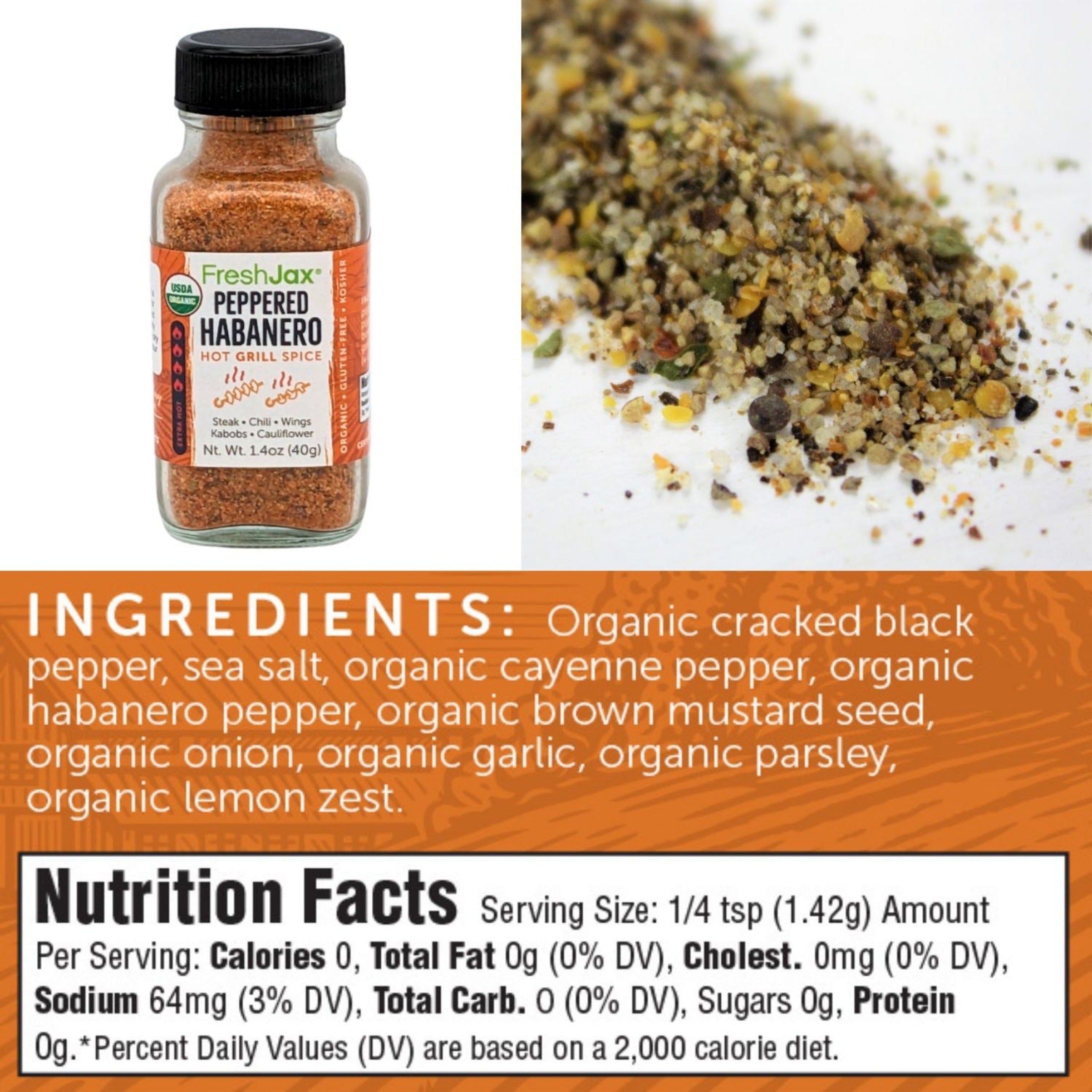 Peppered Habanero Hot Grill Seasoning Organic