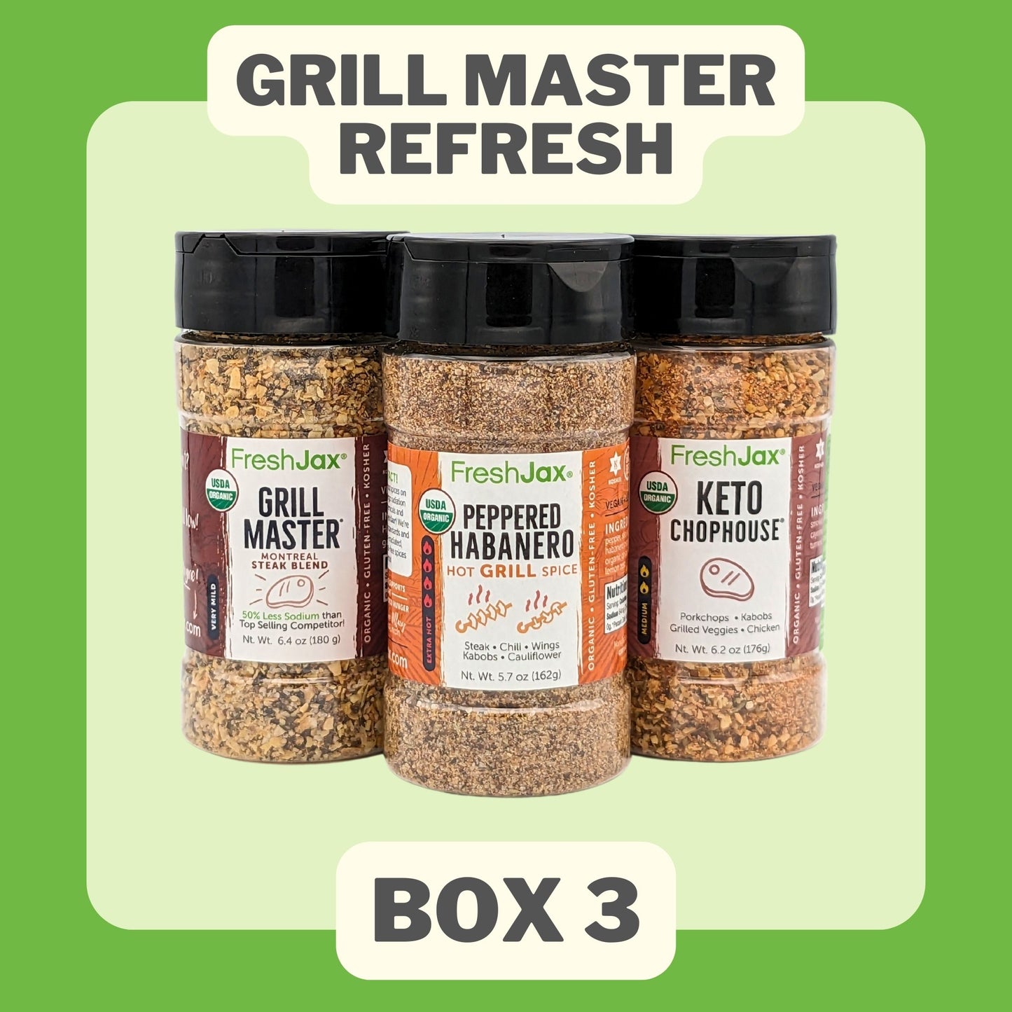Grill Master ReFresh Box 3 : Grill Master Steak, Peppered Habanero, Keto Chophouse