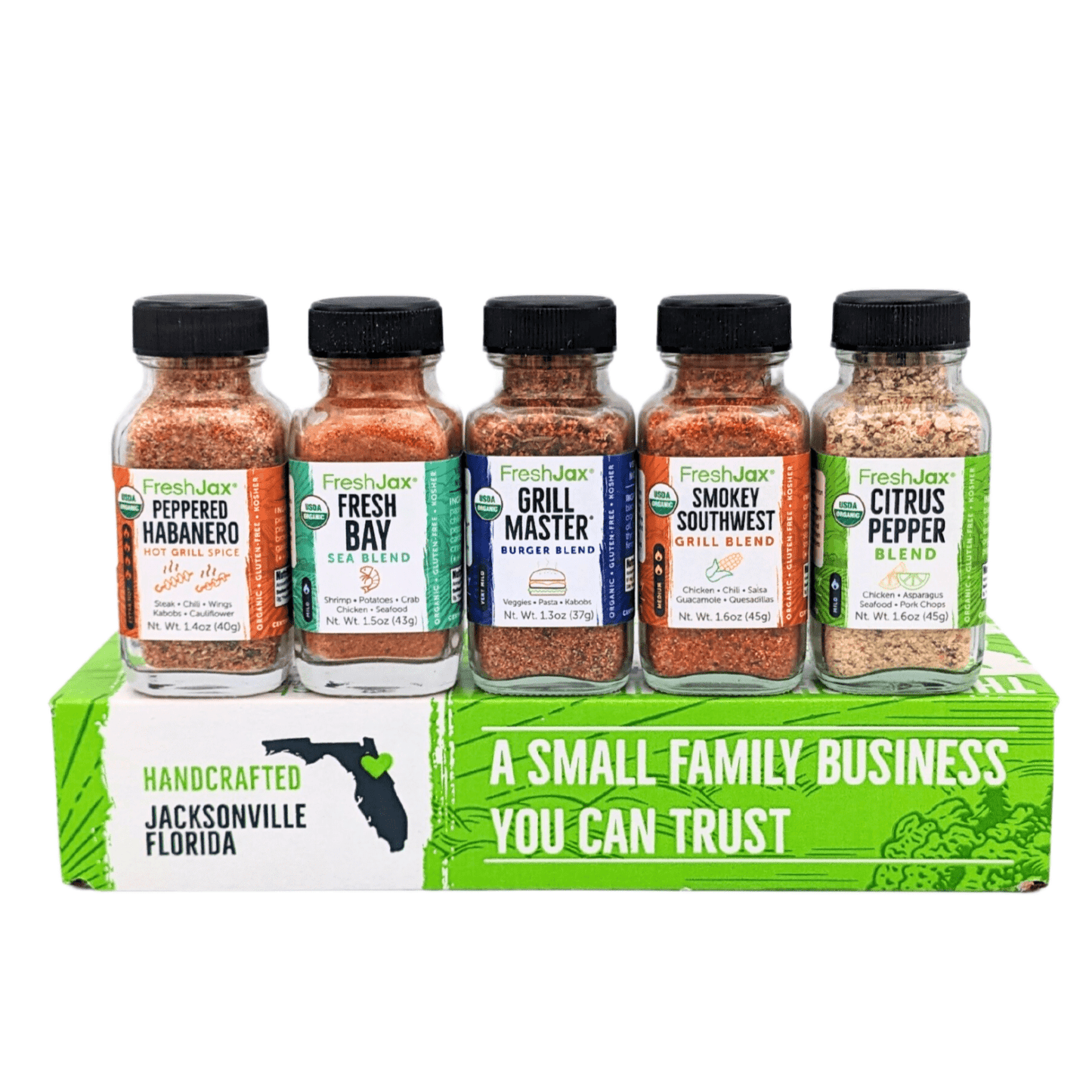 Organic Grill Seasonings Sampler – 5 Spice Gift Set