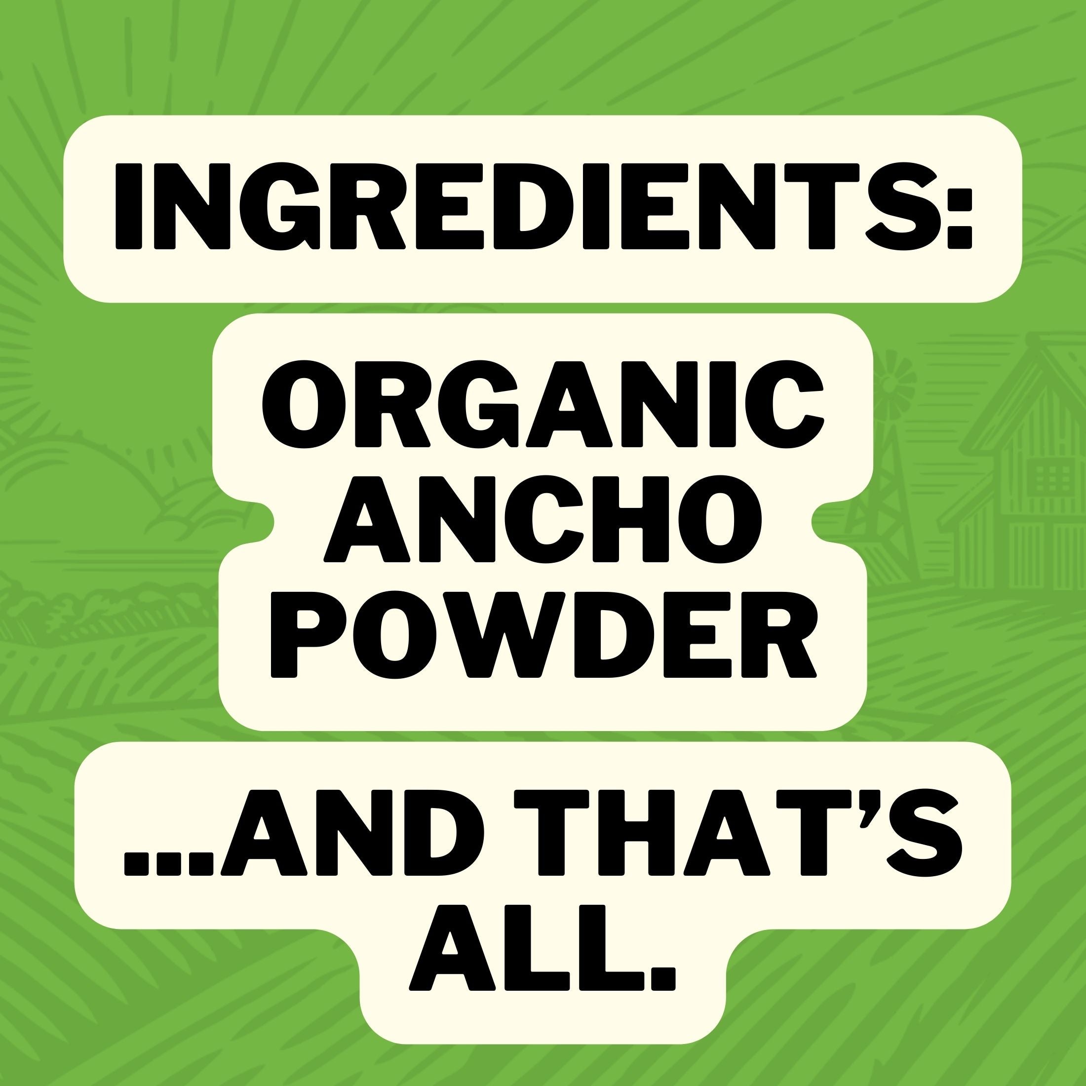 Ingredients: Organic Ancho Powder ... And That's All.