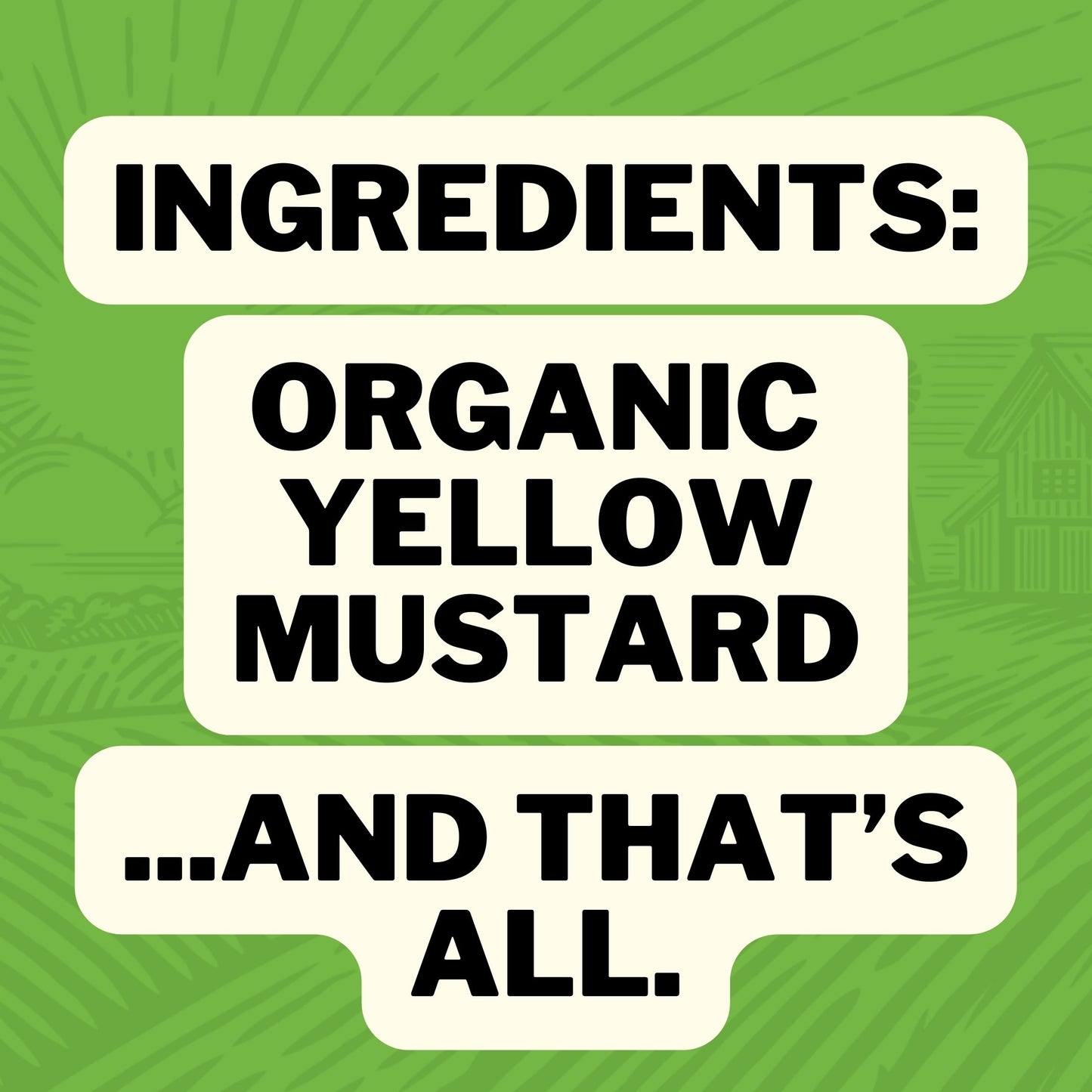 Ingredients : Organic Yellow Mustard Seeds... and that's all.
