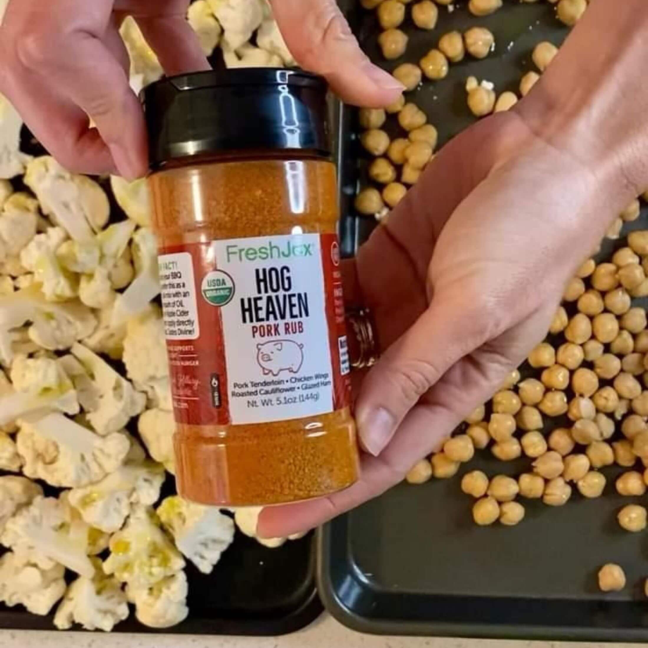 Hog Heaven Pork Rub used on Cauliflower and roasted chickpeas