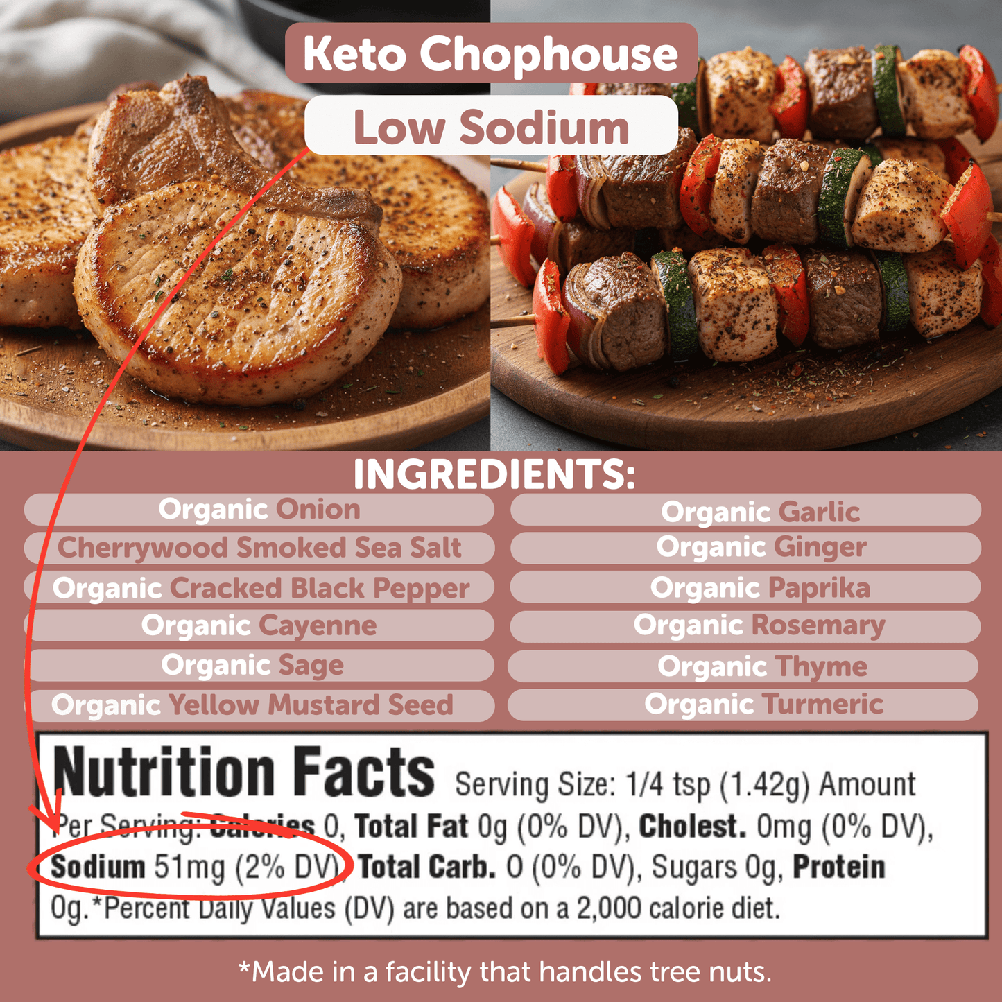 Keto Chophouse® Organic Steak Seasoning – Low Sodium Bold Flavor for Steak, Pork & Veggies