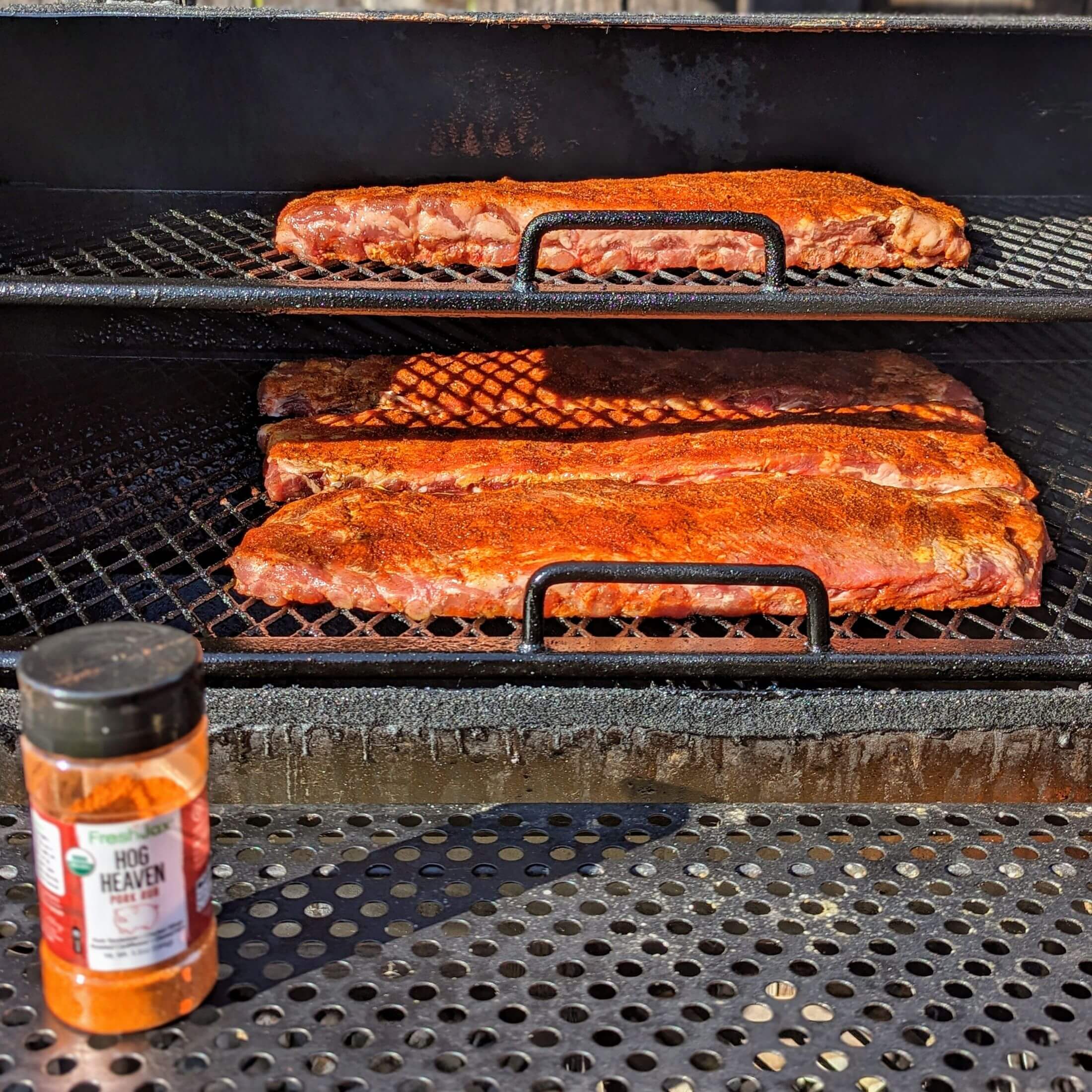 Spare Ribs coated with Hog Heaven Pork Rub