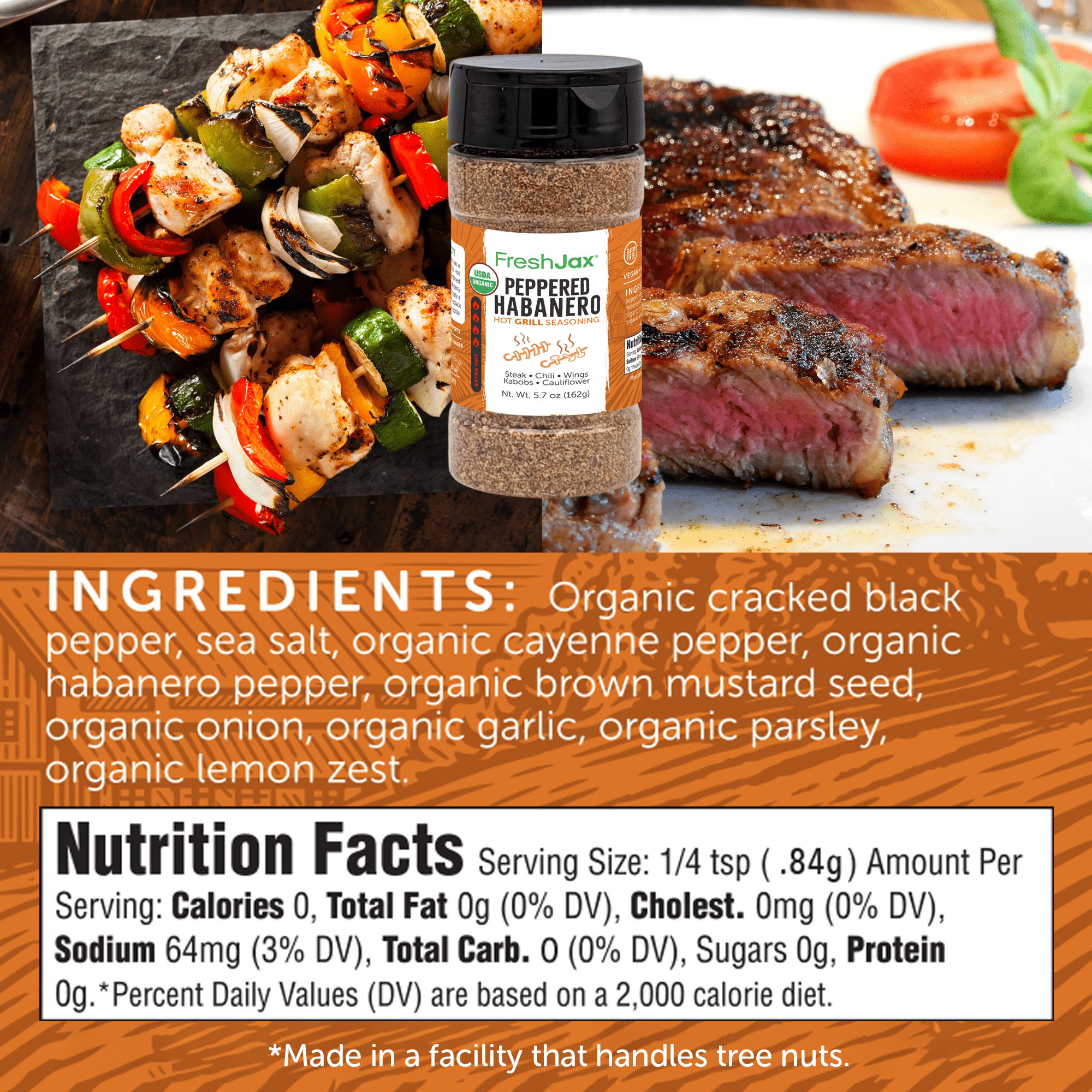 Peppered Habanero Hot Grill Seasoning Organic