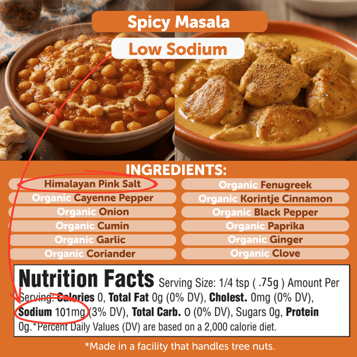 Spicy Masala Organic Seasoning – Low Sodium Indian-Inspired Spice Blend