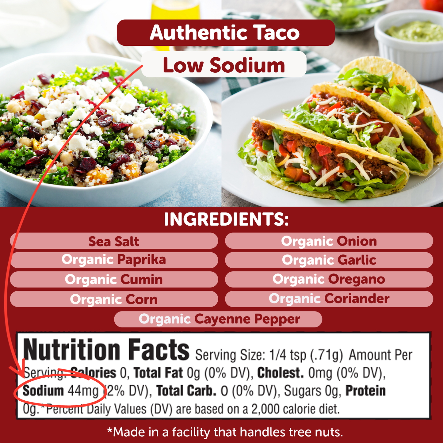 Organic Taco Seasoning – Low Sodium Authentic Mexican Spice Blend