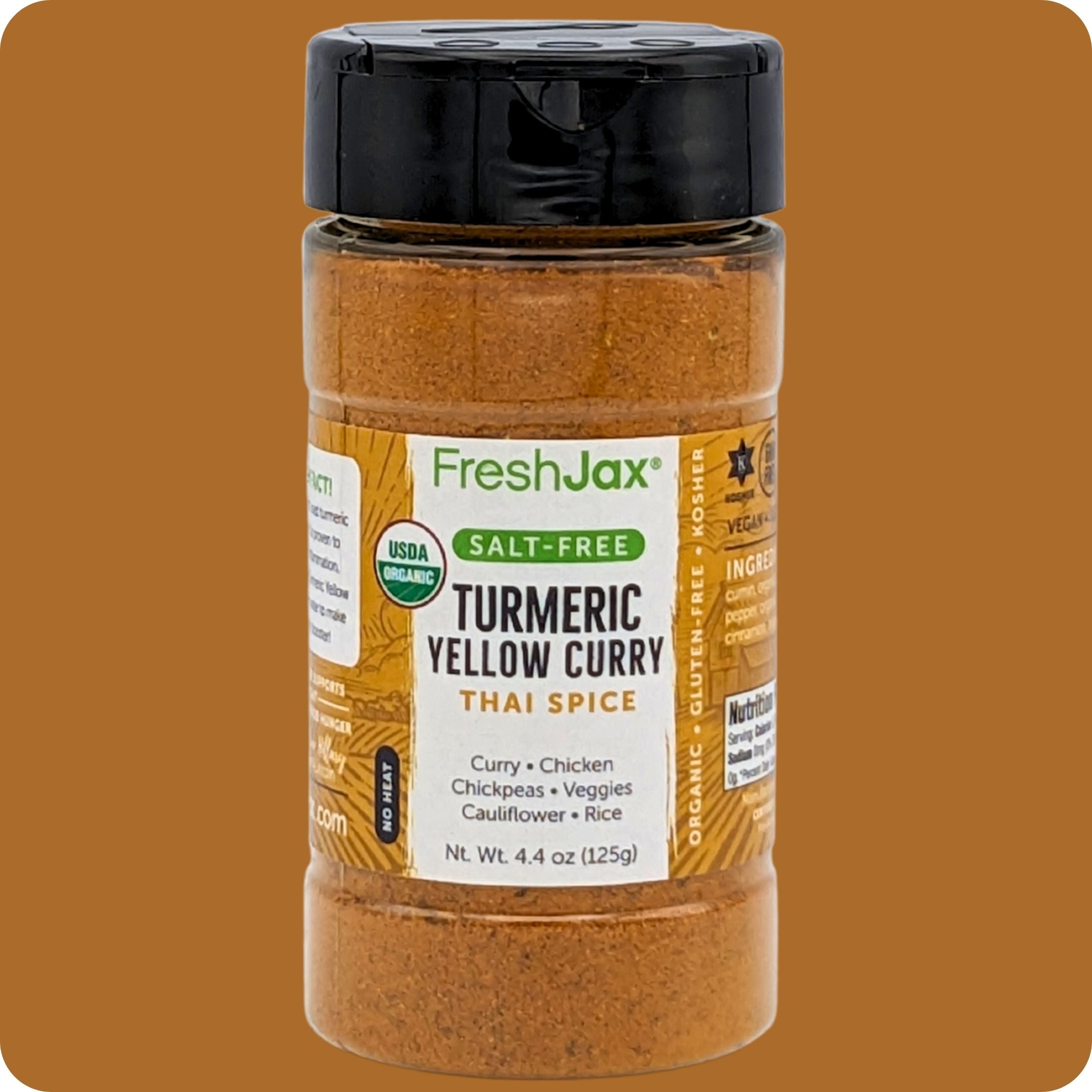 FreshJax Organic Spices Salt-Free Turmeric Yellow Curry Thai Spice