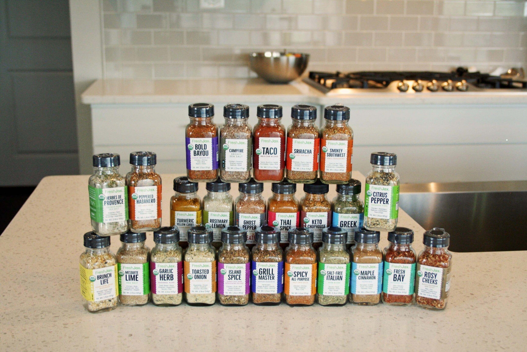 FreshJax Organic Spices Sampler Gift Set: 25 Handcrafted Organic Blends
