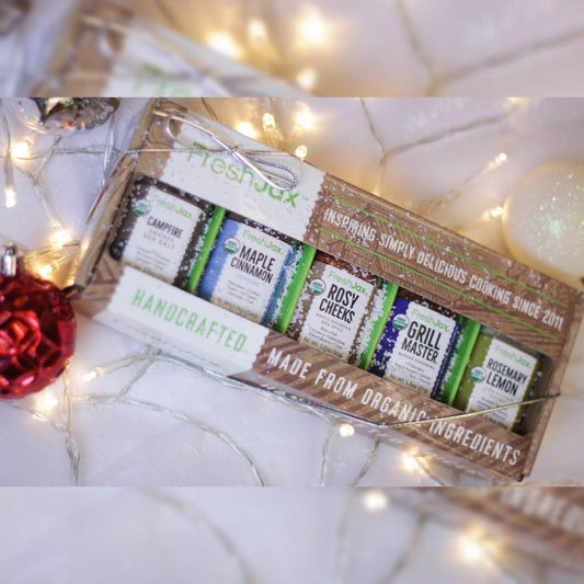 FreshJax Organic seasoning 5 pack gift set with ornament and Christmas lights