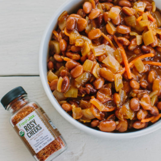 BBQ Baked Beans Featuring Rosy Cheeks