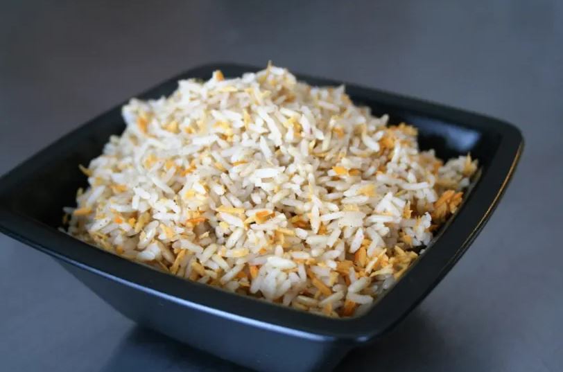 A bowl of rice seasoned with Coconut Rice