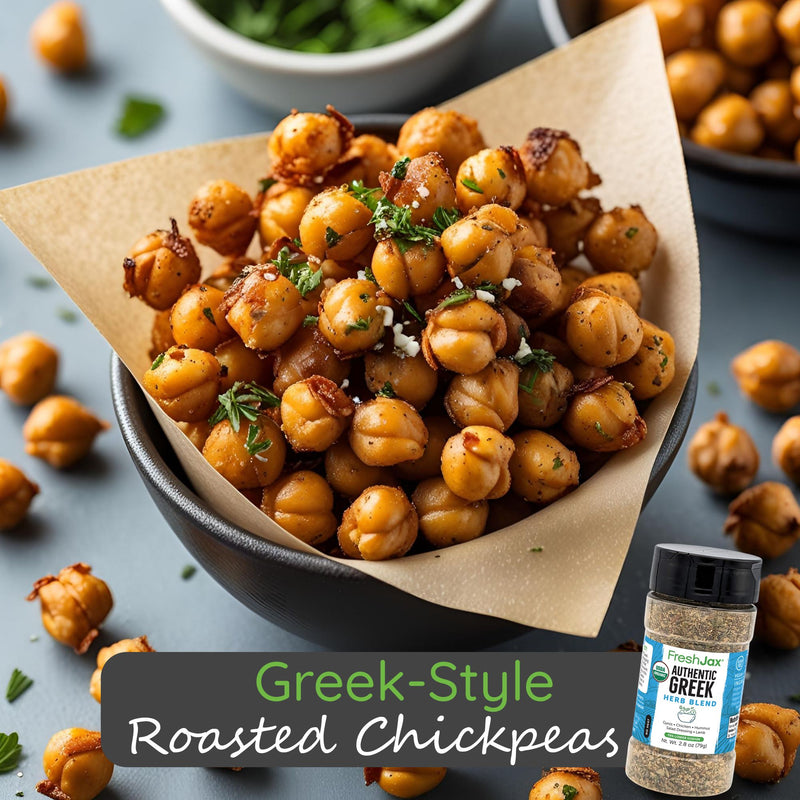 Greek-Style Roasted Chickpeas (Snack)