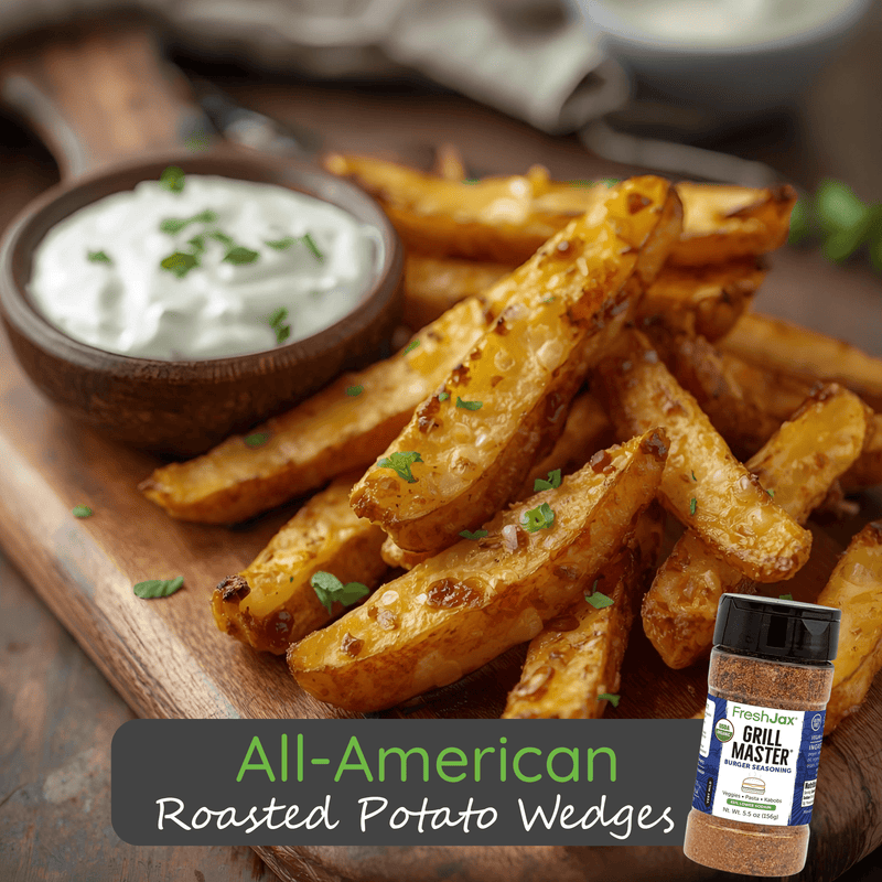 All-American Roasted Potato Wedges with Garlic Pepper Ranch Dip