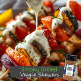 Smokey Grilled Veggie Skewers with Citrus Pepper Herb Ranch