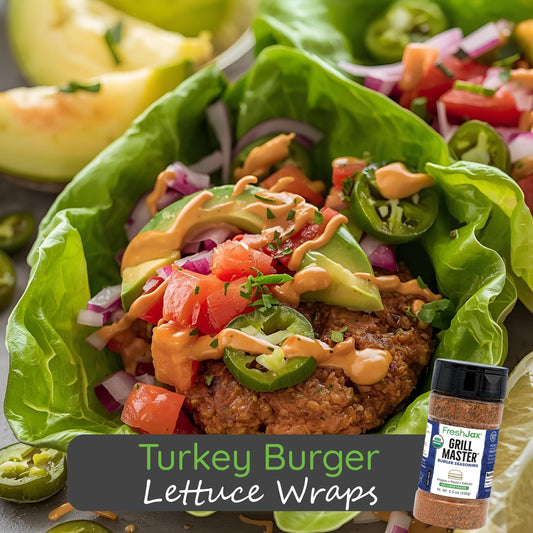 Turkey Burger Lettuce Wraps with Maple Bourbon BBQ Ranch