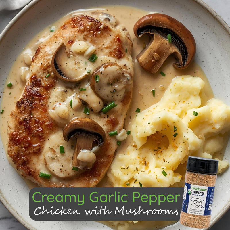 Creamy Garlic Pepper Chicken with Mushrooms