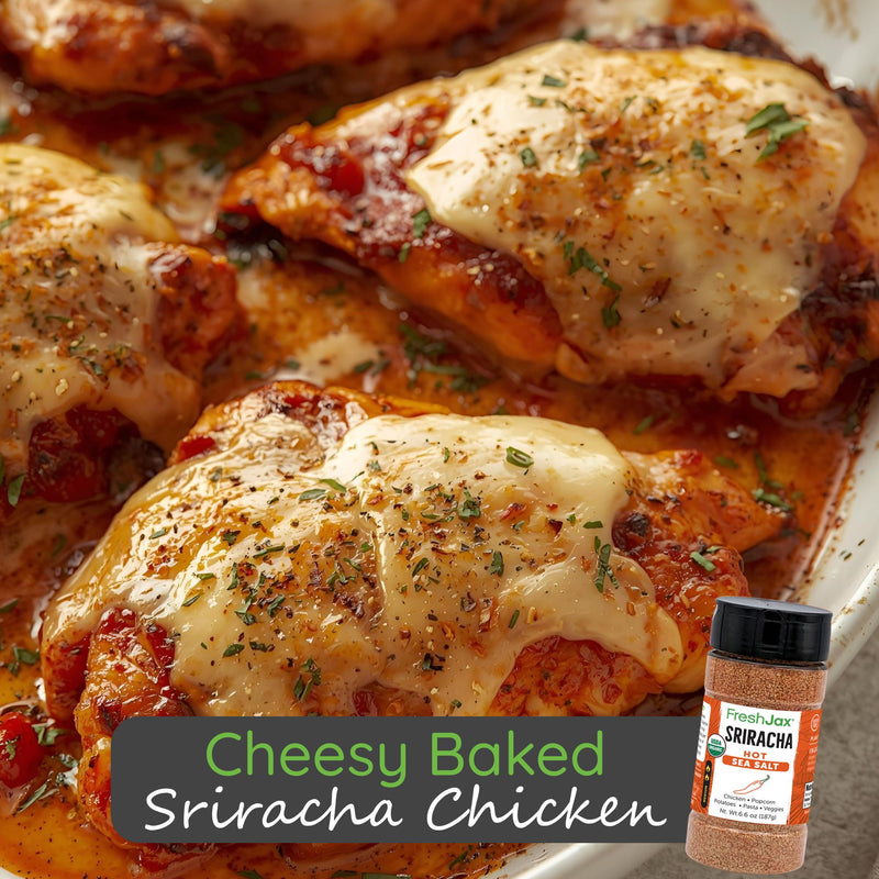 Cheesy Baked Sriracha Chicken