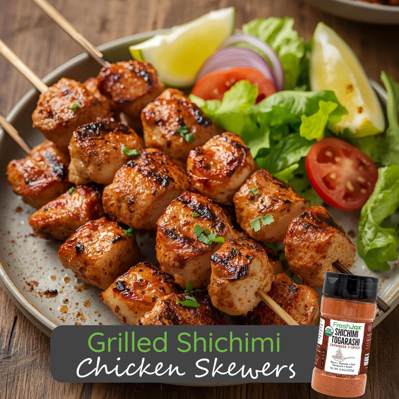 Grilled Shichimi Chicken Skewers