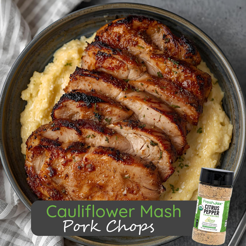 Garlic Citrus Pork Chops with Cauliflower Mash
