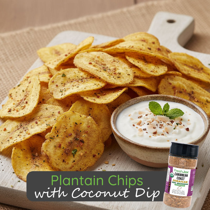Plantain Chips with Coconut Dip