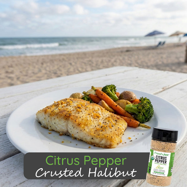 Citrus Pepper Crusted Halibut