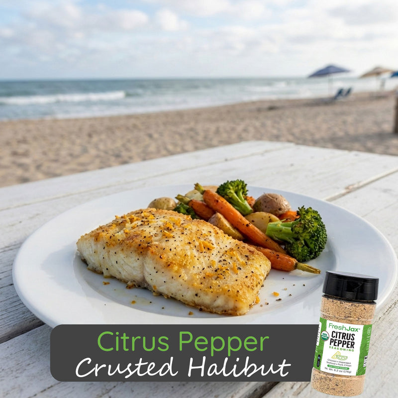 Citrus Pepper Crusted Halibut