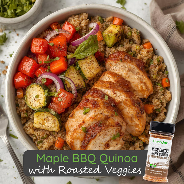 Maple BBQ Quinoa with Roasted Veggies