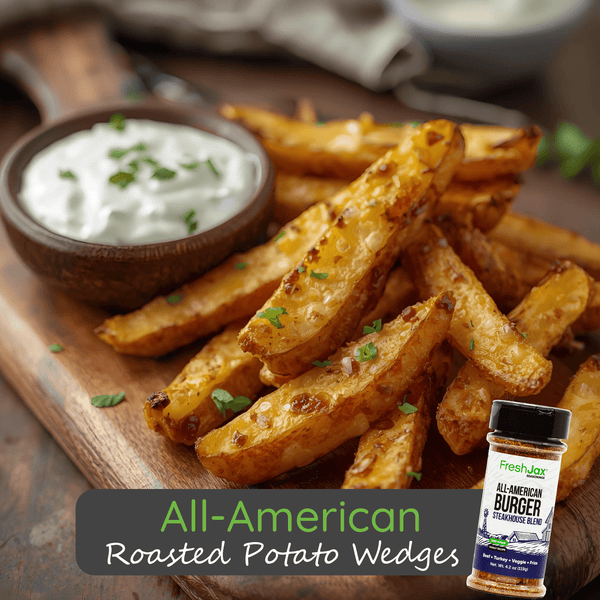 All-American Roasted Potato Wedges with Garlic Pepper Ranch Dip
