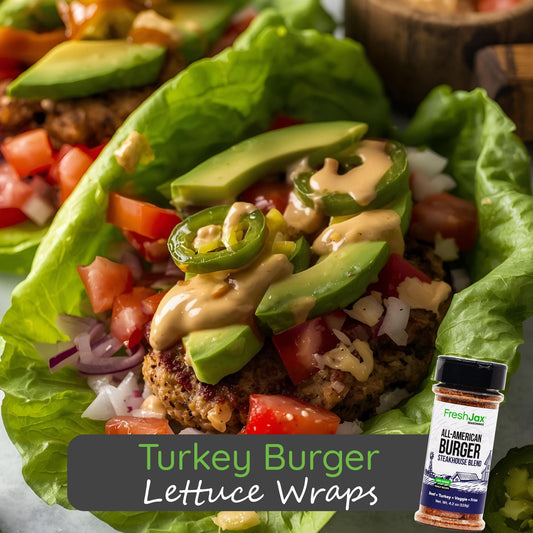 Turkey Burger Lettuce Wraps with Maple Bourbon BBQ Ranch