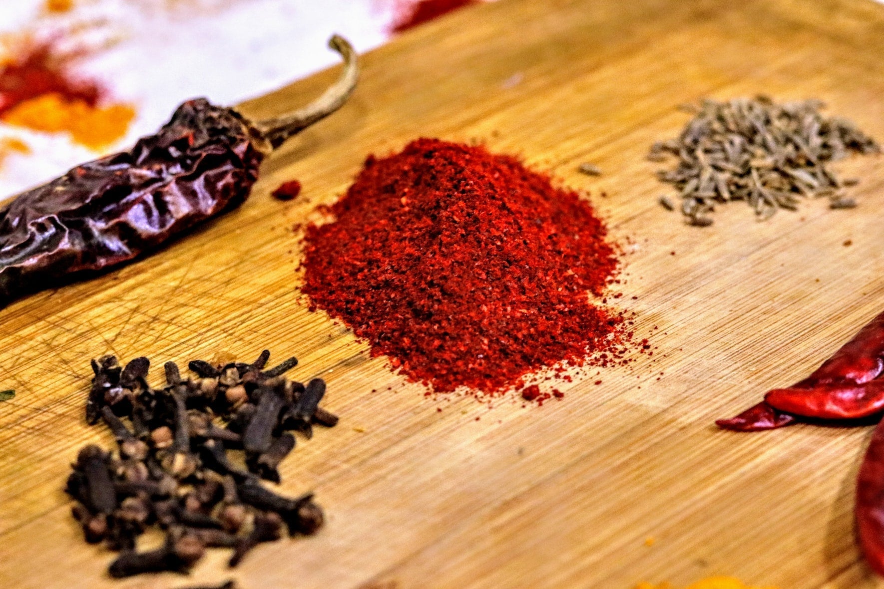 Harissa Spices on a cutting board