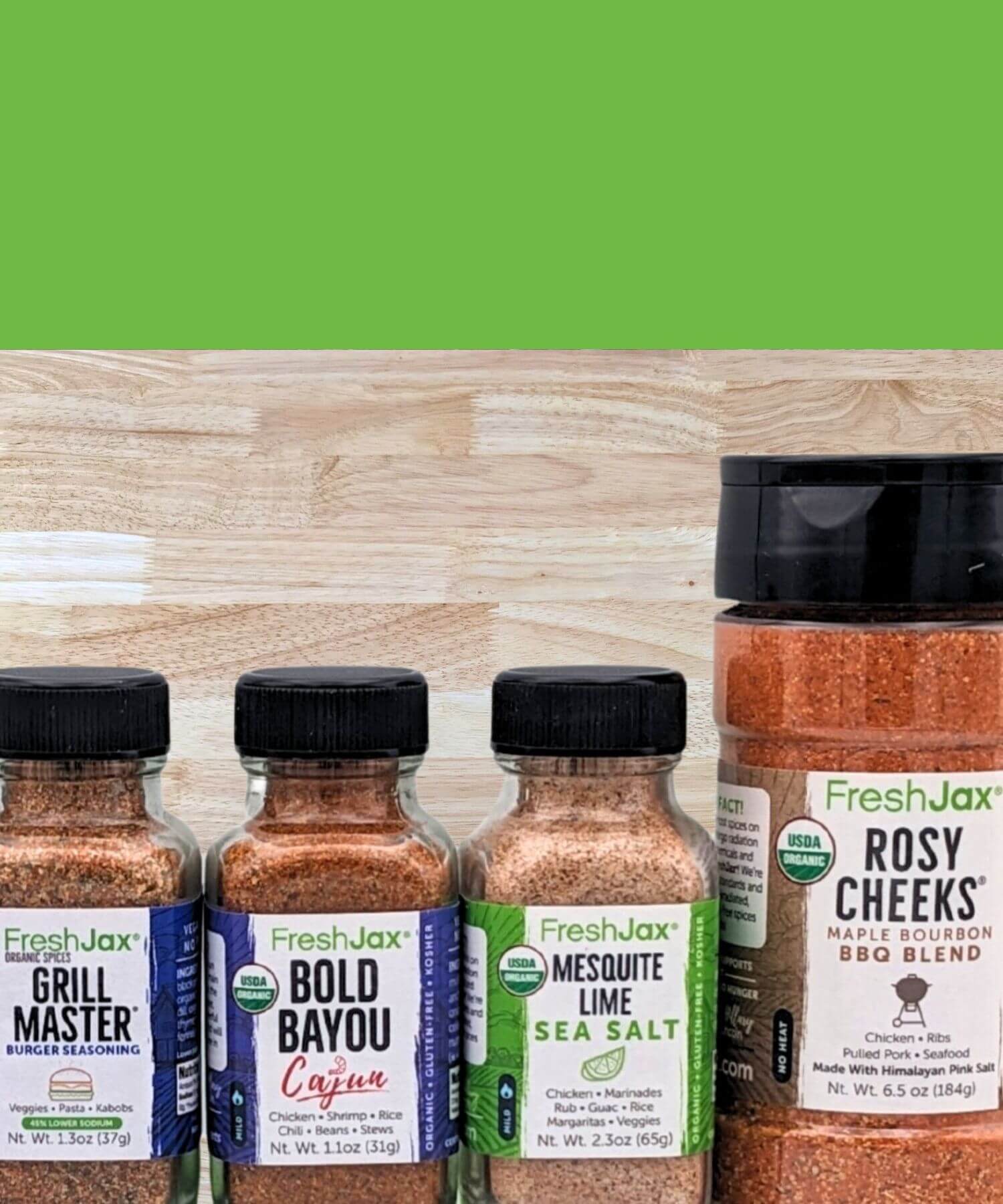 6 Spice Gift Set on a Cutting Board