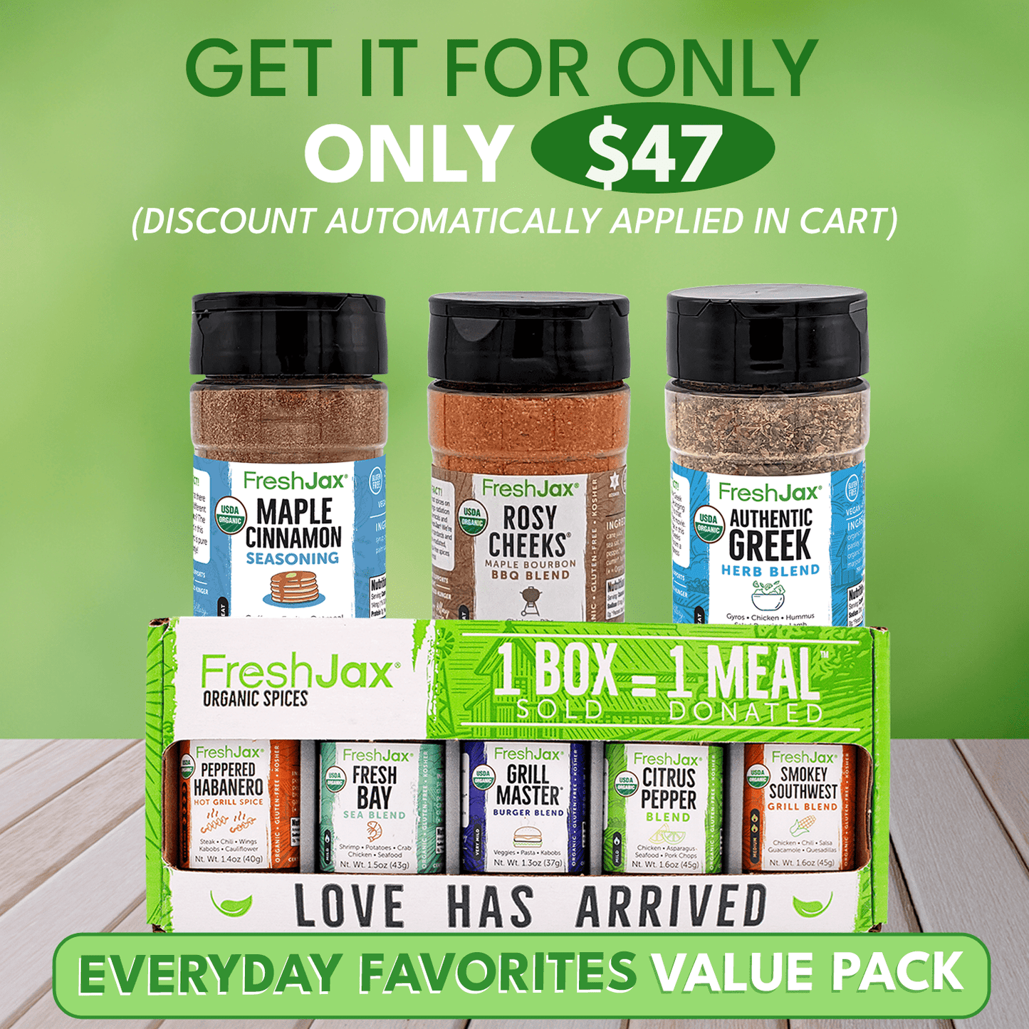 Everyday Favorites Value Pack - Grill Seasoning Gift Set, Greek, Maple Cinnamon and Rosy Cheeks