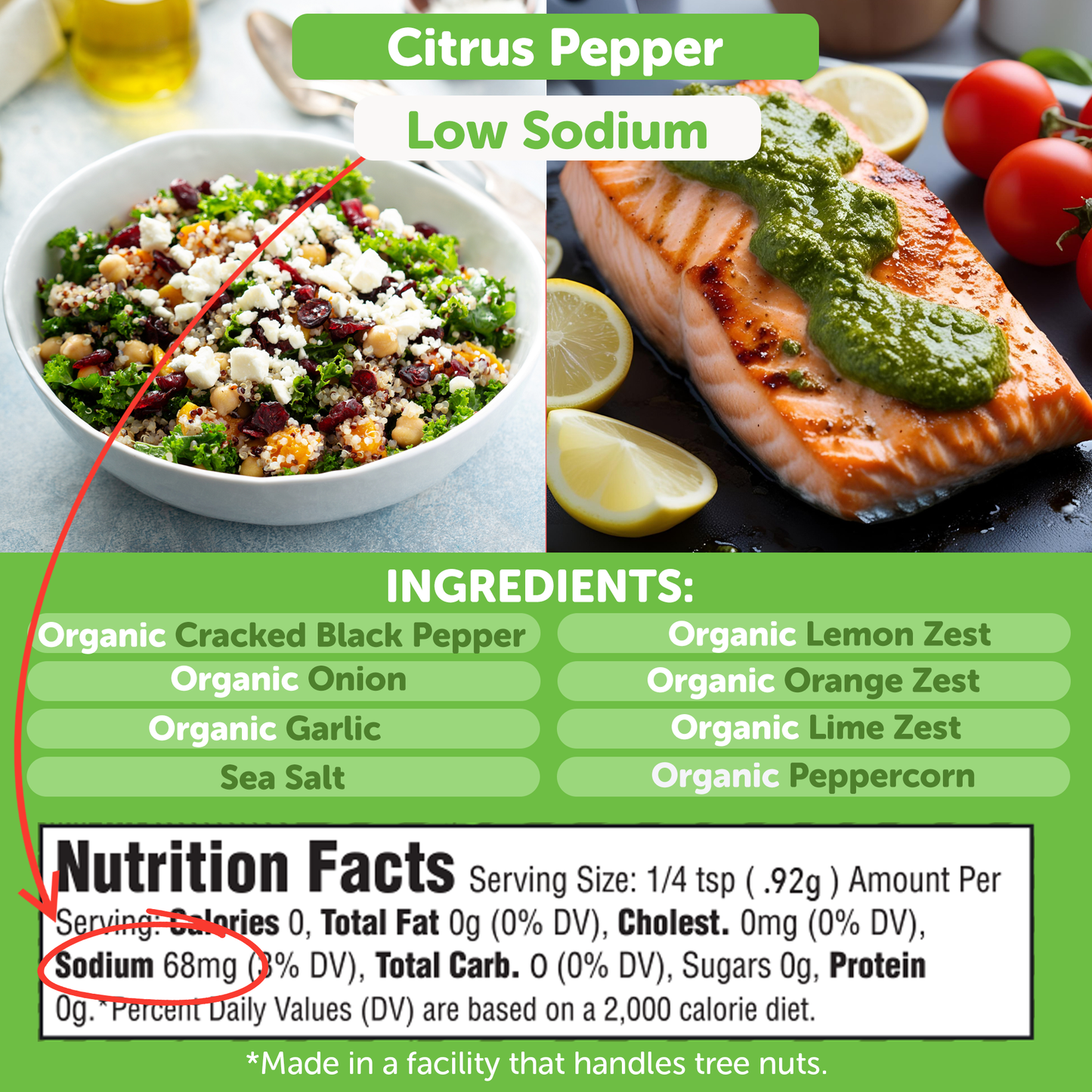 FreshJax Organic Citrus Pepper Seasoning – Low Sodium Lemon & Pepper Blend