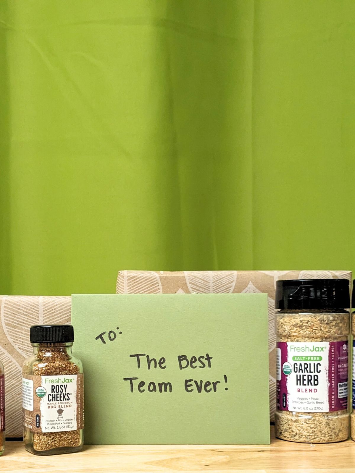 A Spice Gift set for an employee on a table