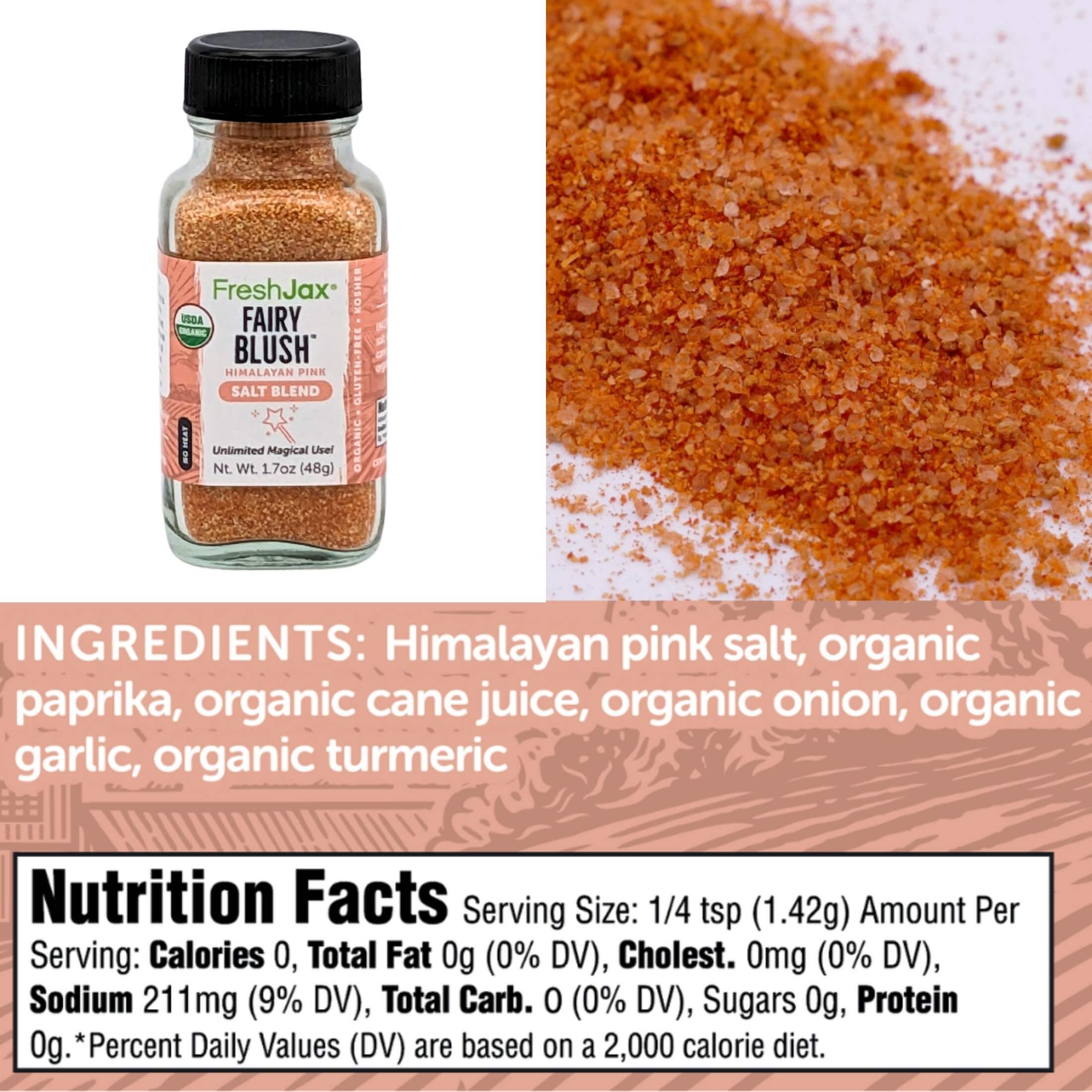 FreshJax Organic Spices Fairy Blush Ingredients and Nutritional Information (Sampler)