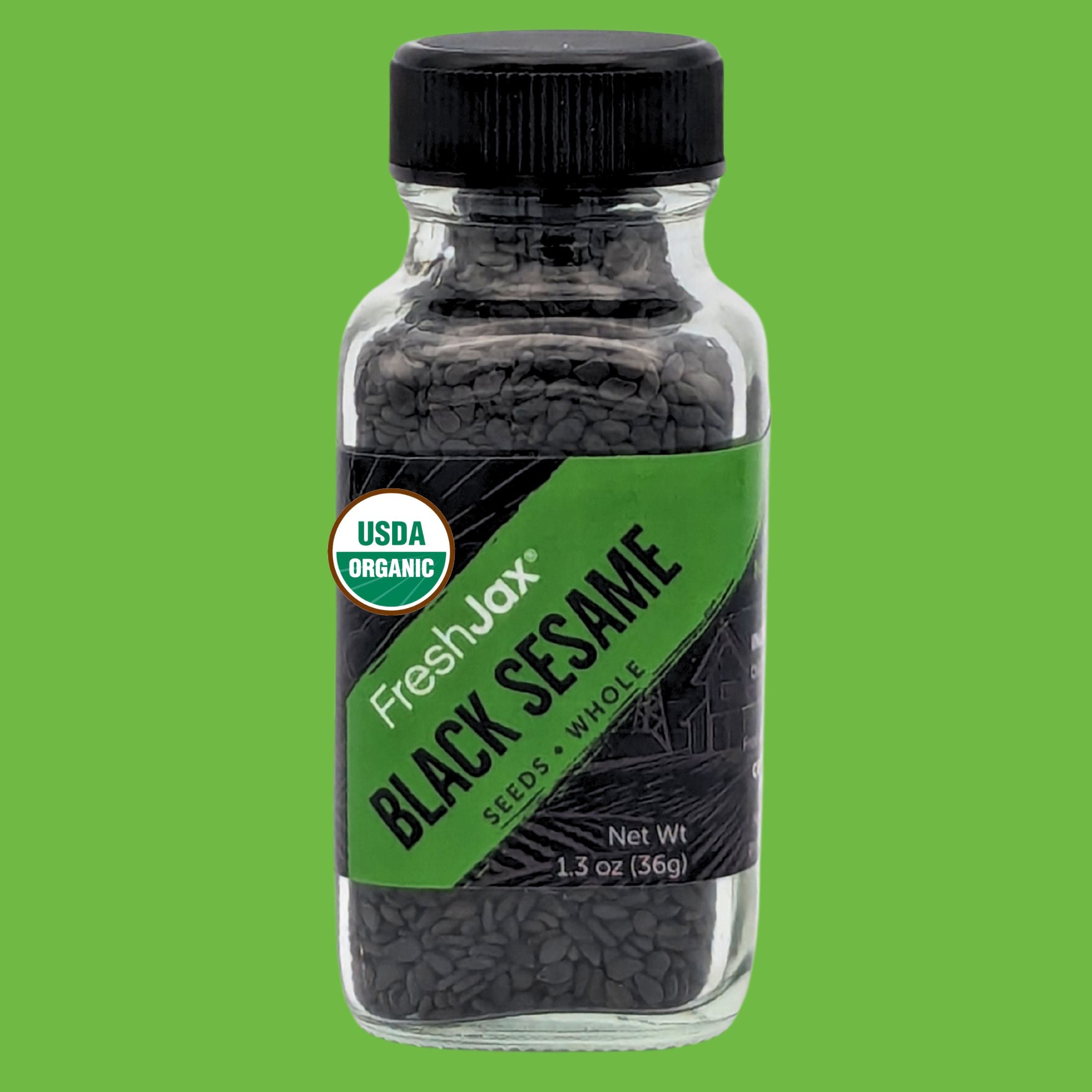 FreshJax Organic Whole Black Sesame Seeds - Sampler Size
