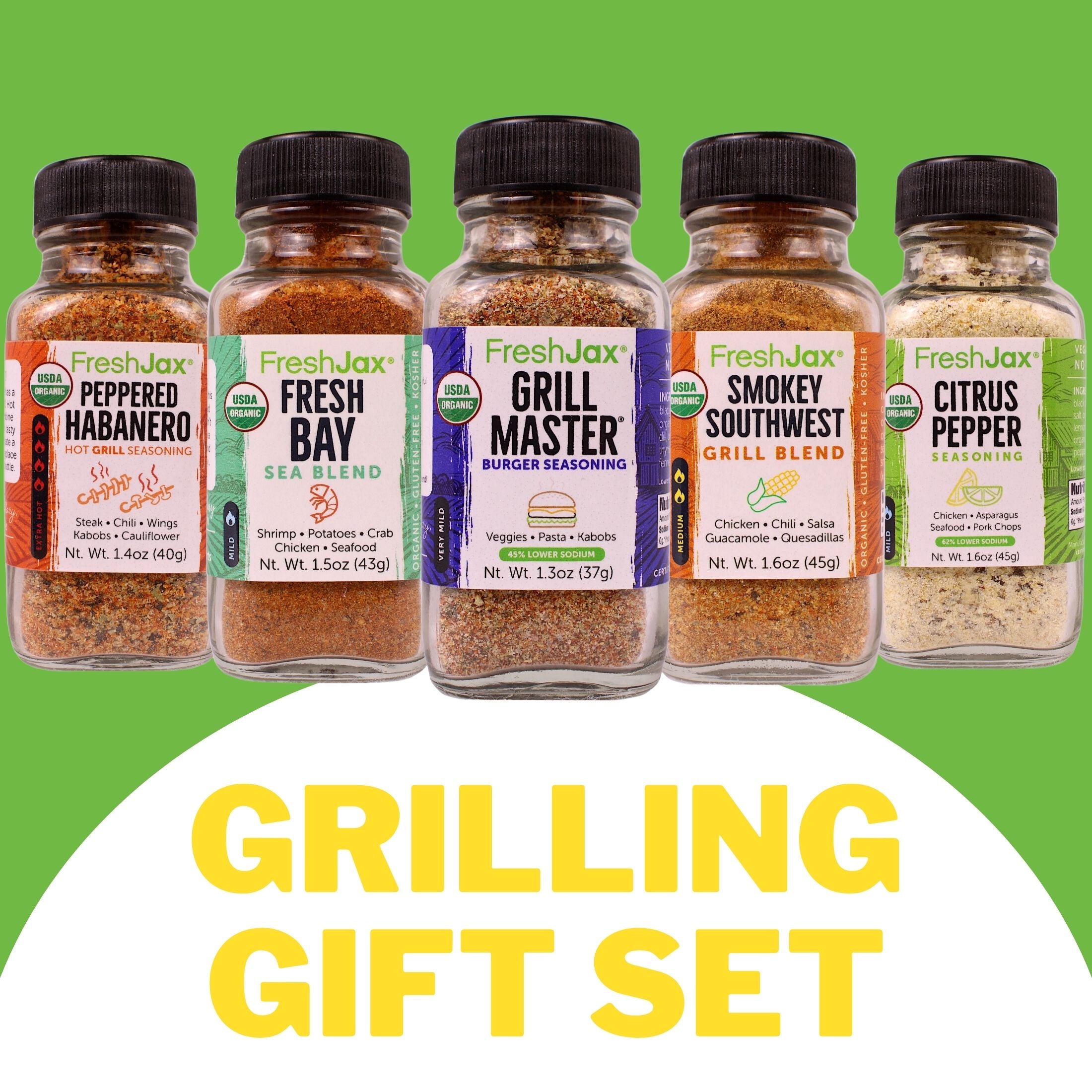 FreshJax Organic Seasonings 5 Grilling Spices Gift Set