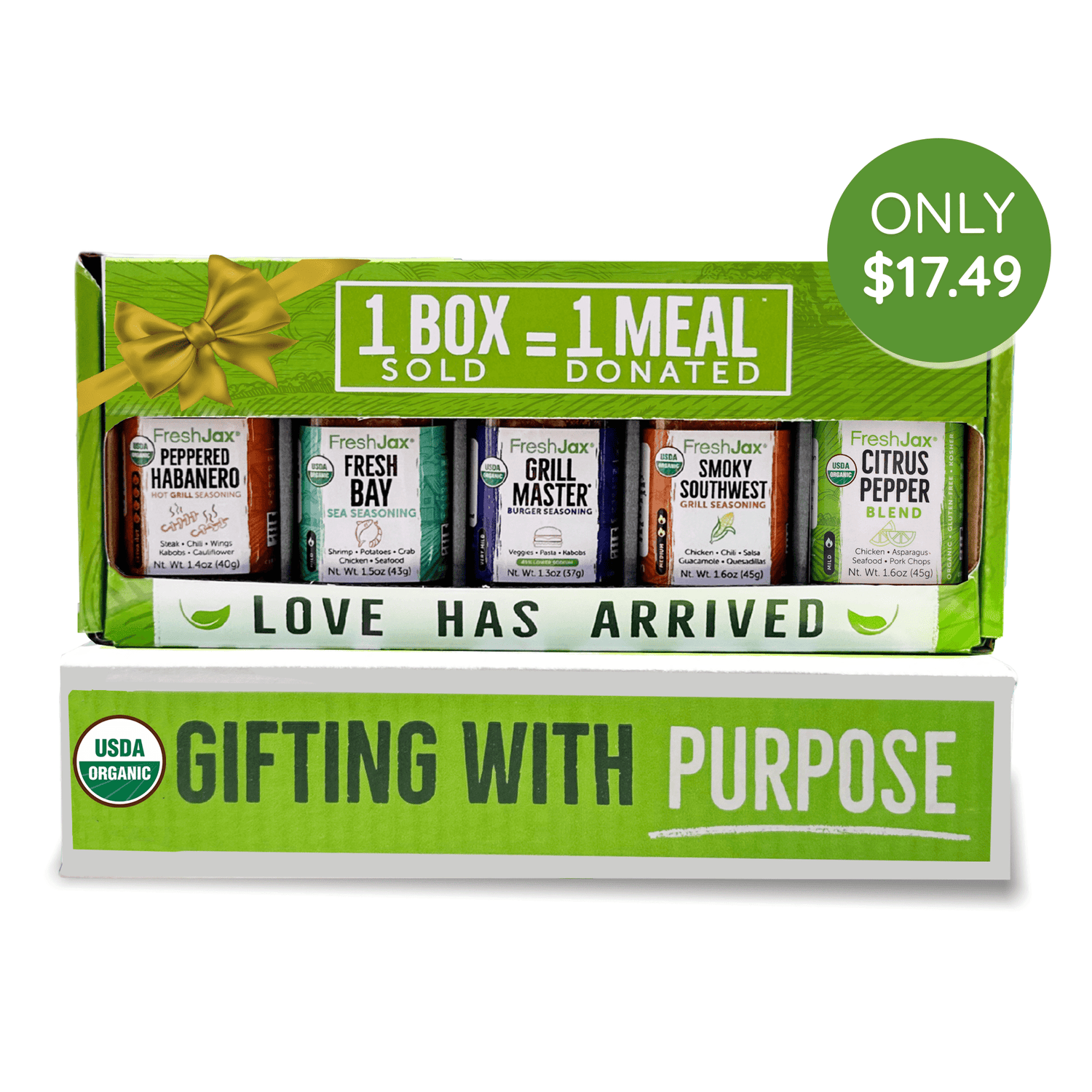 Image of FreshJax Grilling gift set that contains 5 sampler bottle placed in a giftable box.