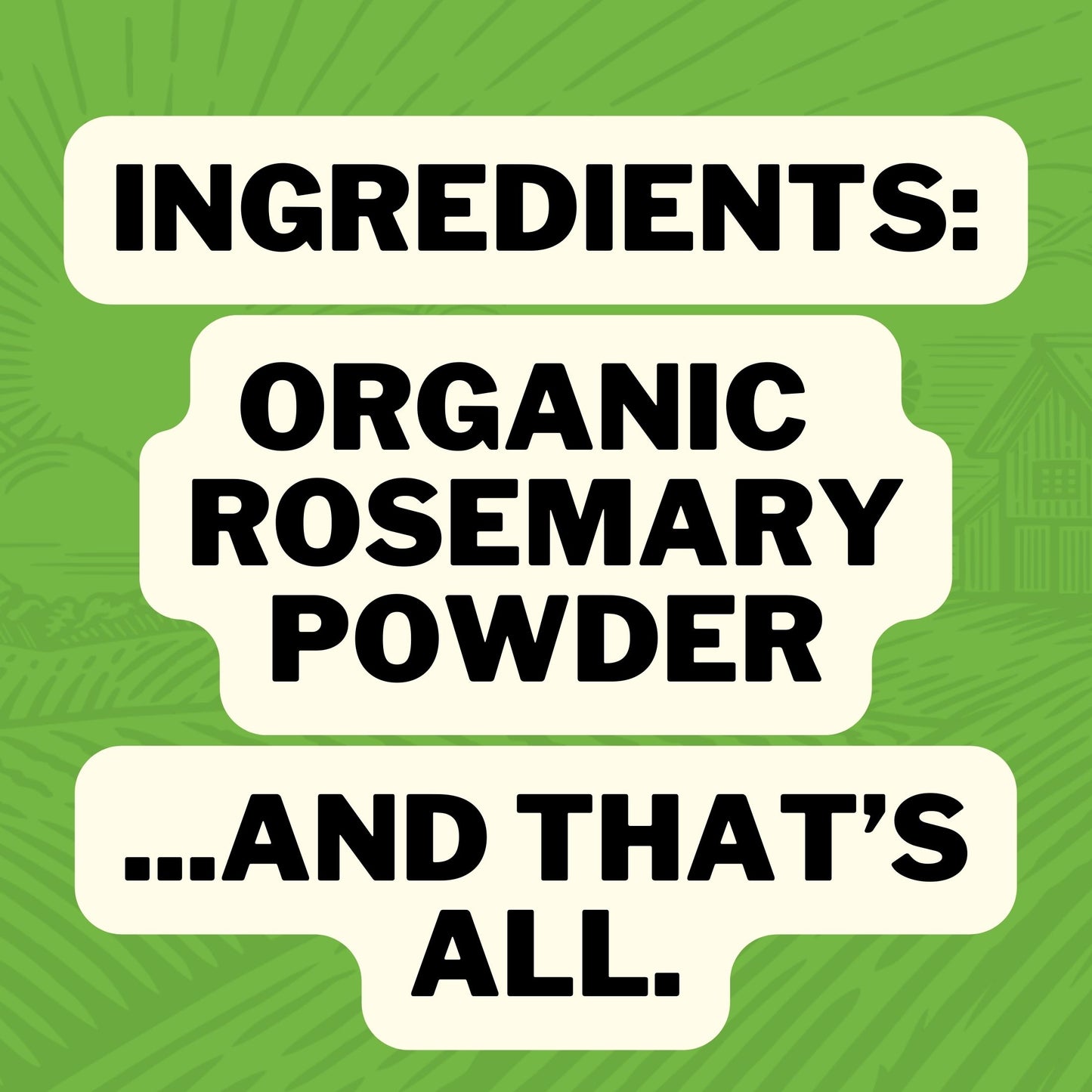 Ingredients : Organic Rosemary Powder ... and that's all.