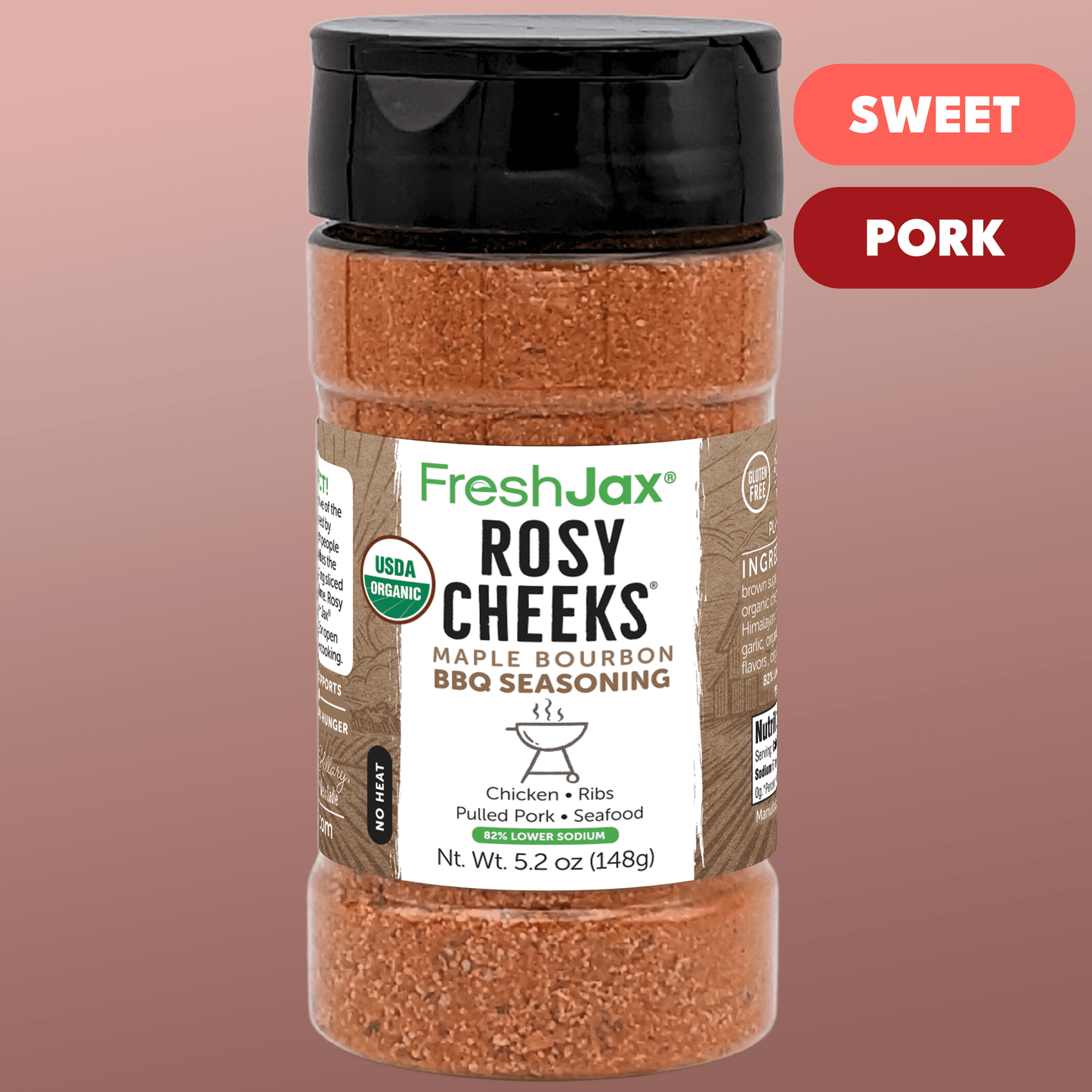 Rosy Cheeks Maple Bourbon BBQ Blend – Low Sodium Sweet & Smoky Seasoning