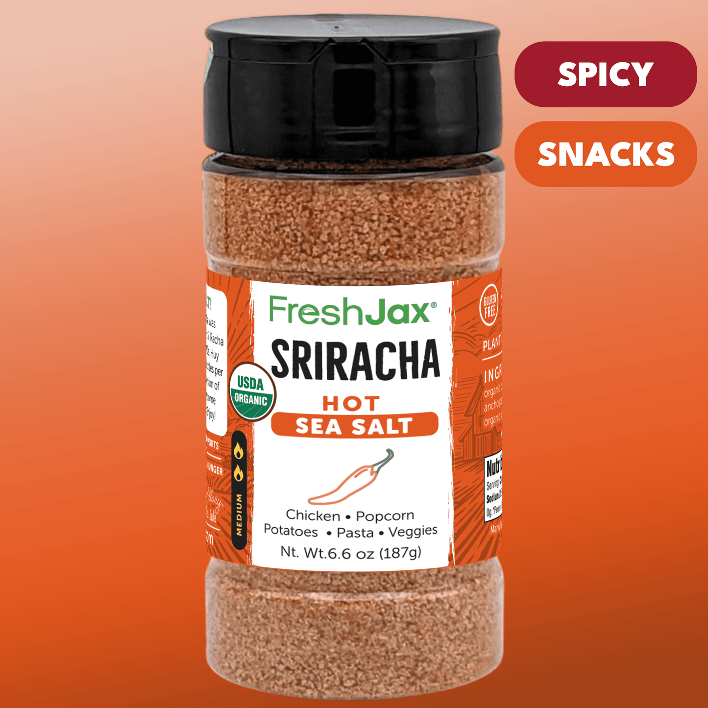 Organic Sriracha Hot Sea Salt Blend – Bold, Tangy Heat in Every Sprinkle