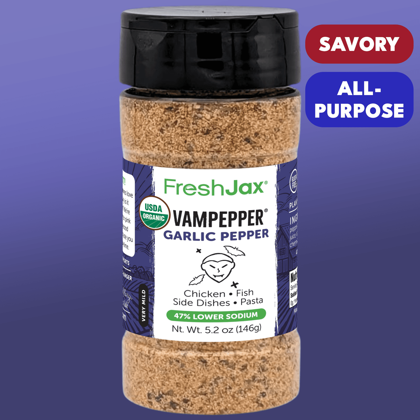 VamPepper® Garlic Pepper Blend – Low Sodium Bold & Smoky Garlic Seasoning