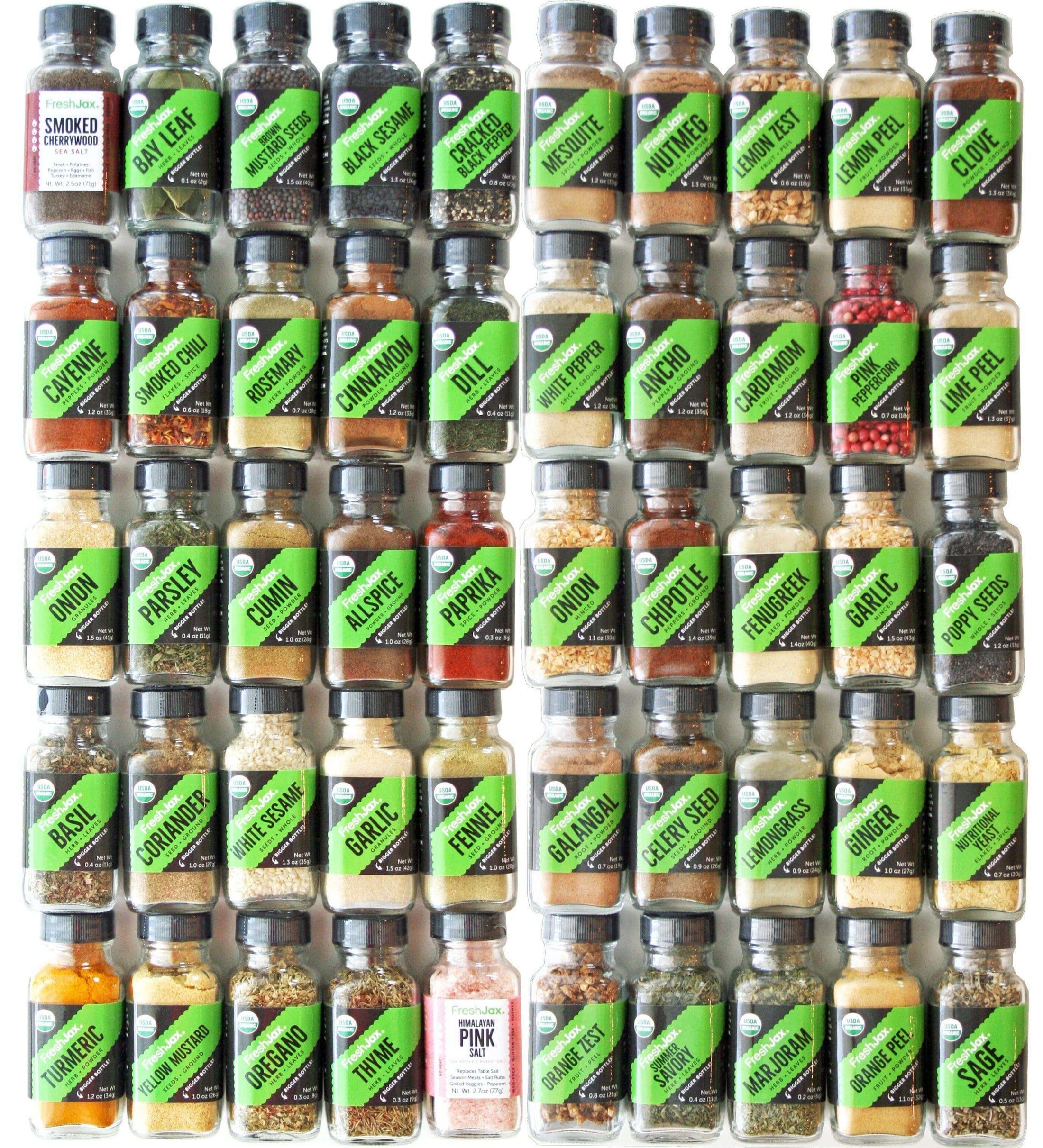 FreshJax Organic Spices Organic Spice Essentials + Premium Organic Spices - 50 Spice Set